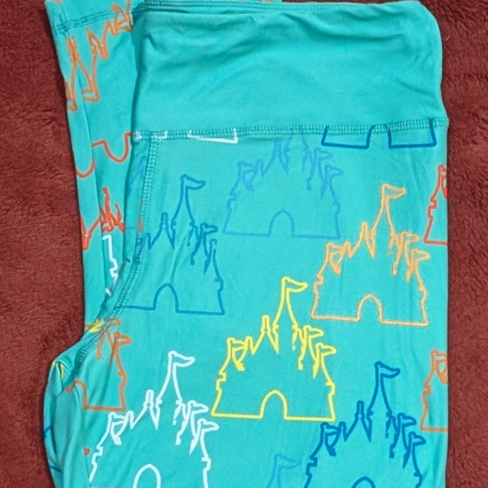 Disney Teal Leggings with Vibrant Castle Design